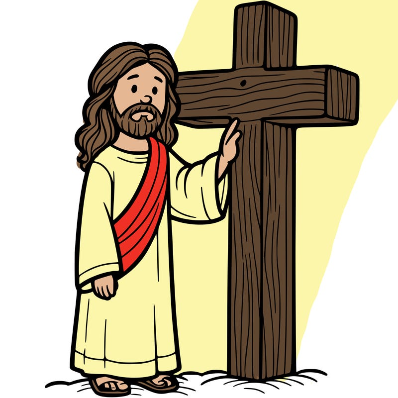 jesus standing beside the cross