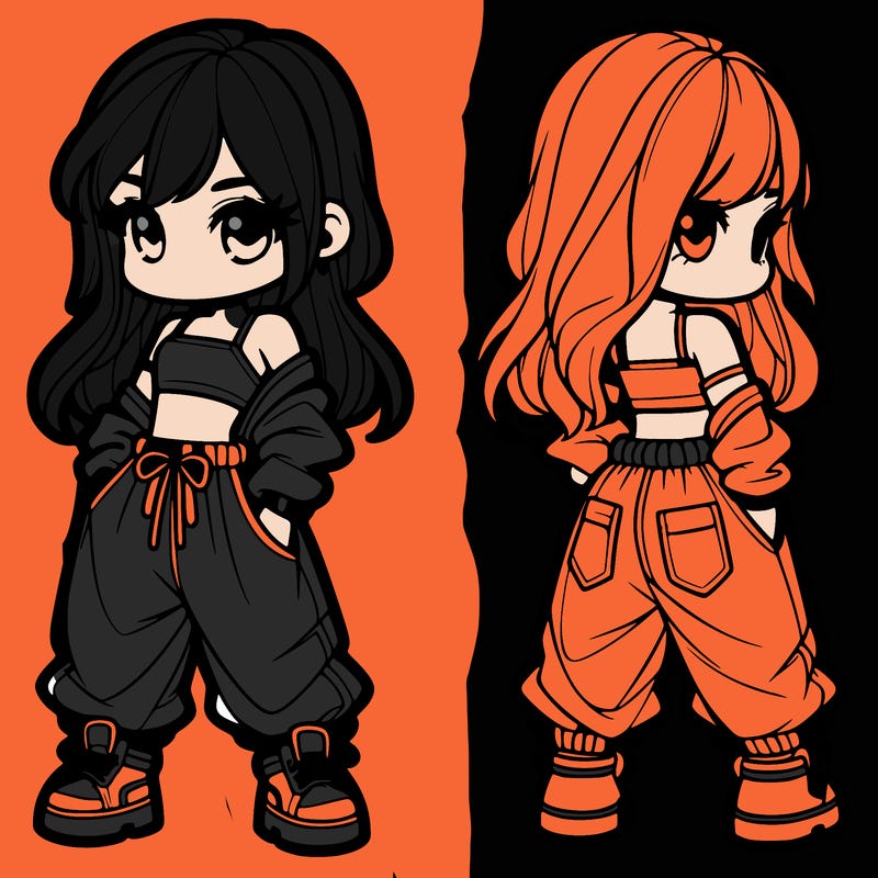 girl in crop top and baggy pants