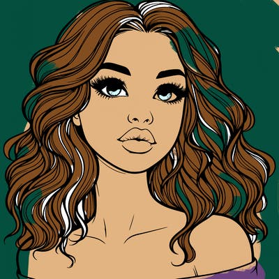 realistic girl with wavy hair and lips