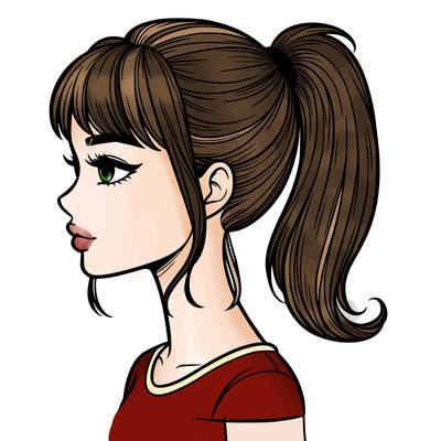 realistic woman with a pony tail hair style