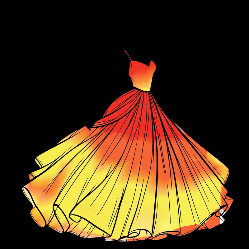 realistic woman with dress flowing in the wind