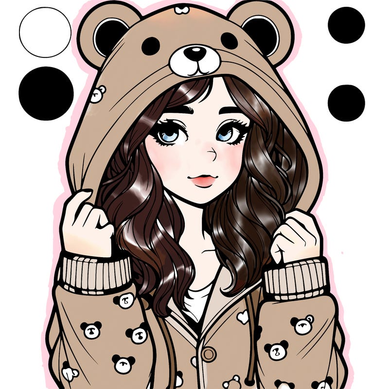realistic girl in a animal pjs hoodie