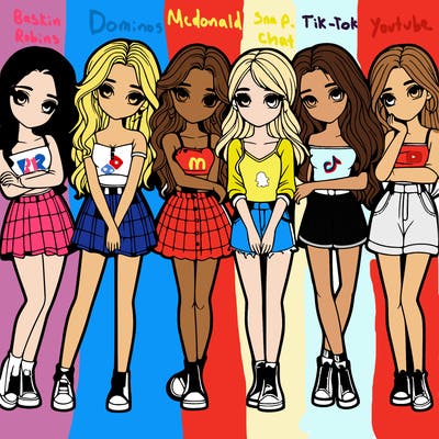 a group of girls realistic