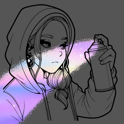 a realistic girl, spray painting