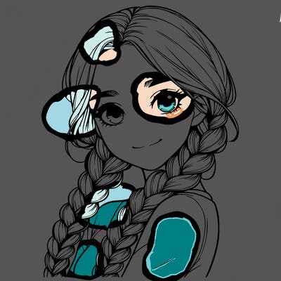 realistic girl with braids