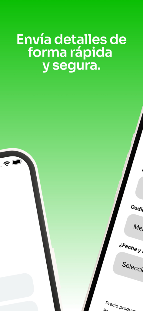 Mobile app screen for Mercado de Flores promoting fast and secure gift delivery.