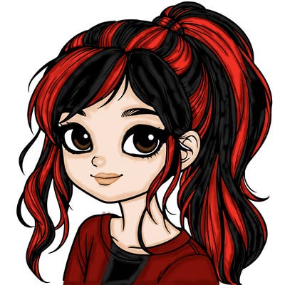 realistic girl with ponytail