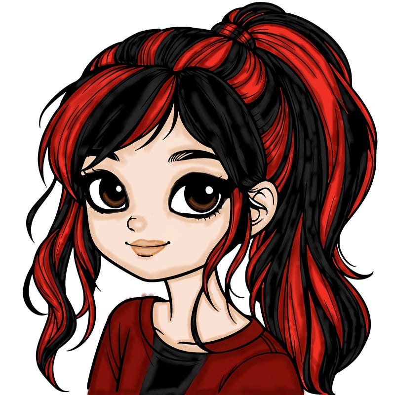 realistic girl with ponytail