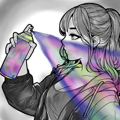 a realistic girl spray, painting