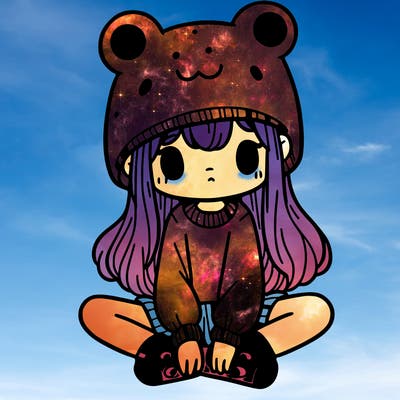 a girl wearing a frog hat and some frog socks