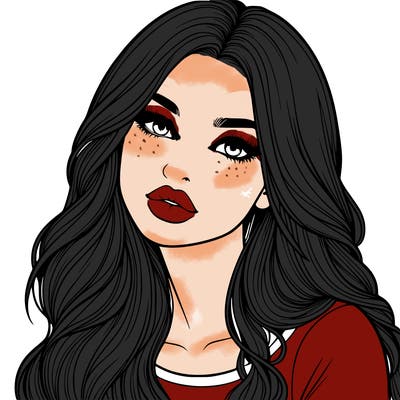 realistic girl with hair on her hair and lips