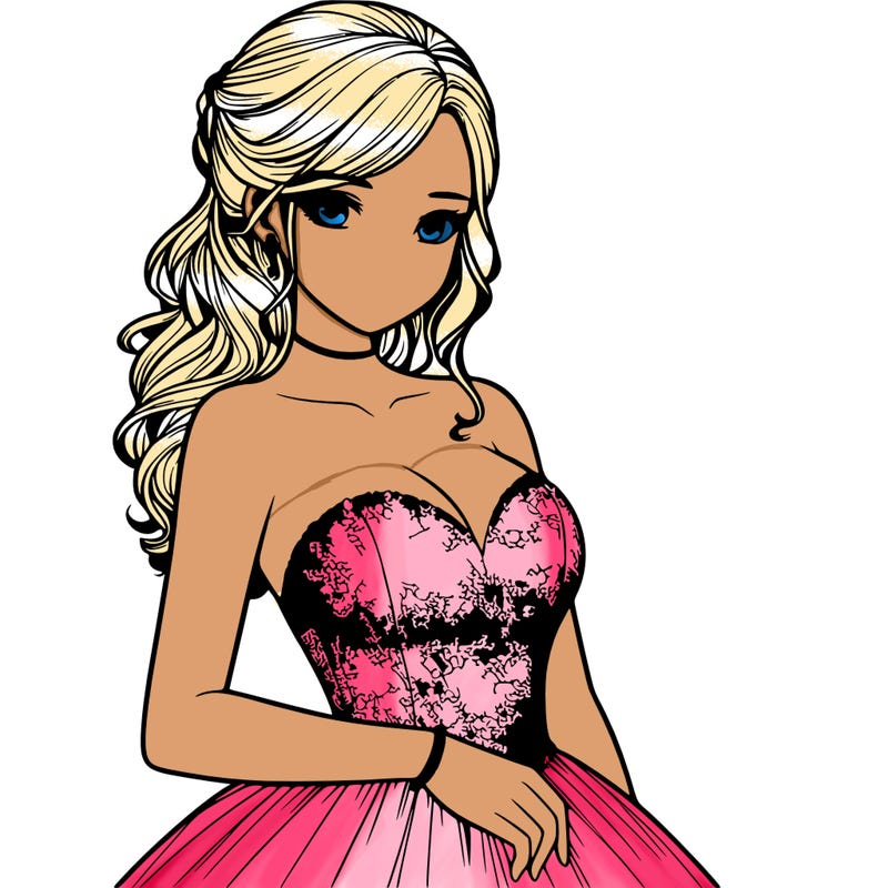 realistic girl in prom dress