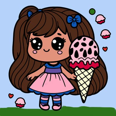 little girl holding a large ice cream cone.