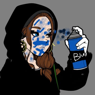 a realistic girl, spray painting