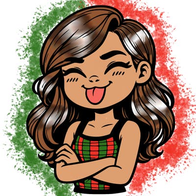 realistic girl crossing her arms and wearing a tank top with her tongue held out she has long hair