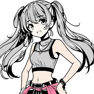 anime girl wearing crop top