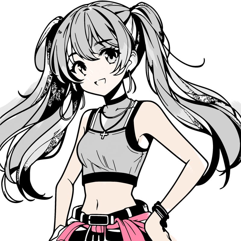 anime girl wearing crop top