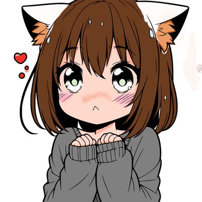 shy anime catgirl