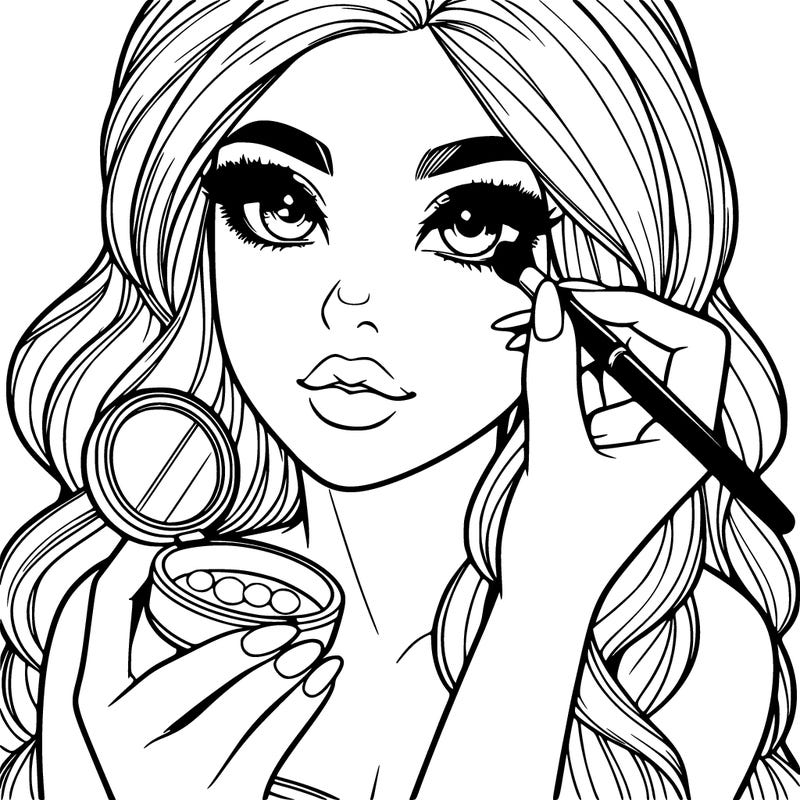 realistic girl doing makeup