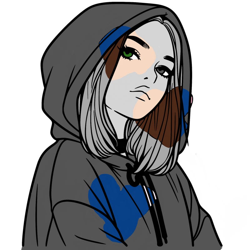 a realistic girl in a hoodie