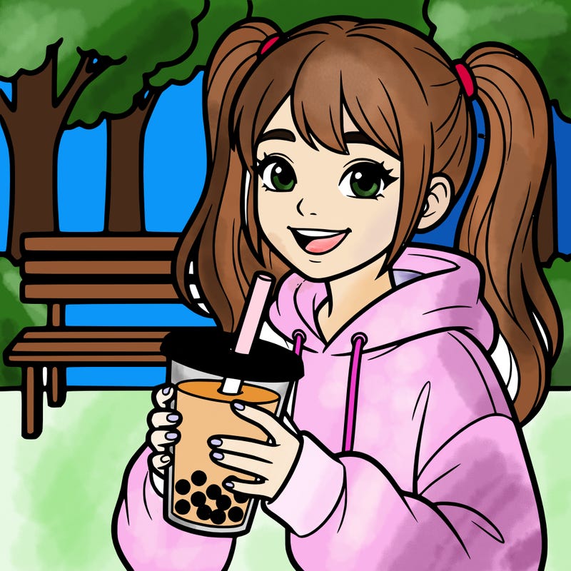 a girl with boba tea