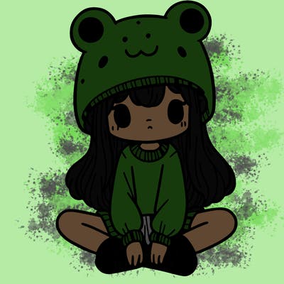 a girl wearing a frog hat and some frog socks