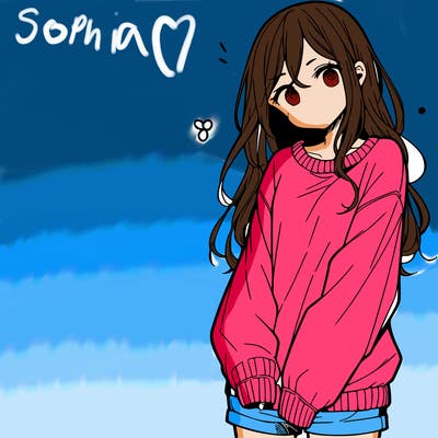 manga teen girl  in a sweater and baggy pants