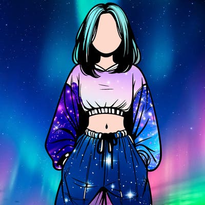 realistic girl faceless with baggy pants and a crop top