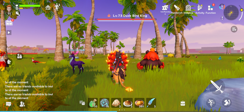 Lightus - Character riding a mount in a tropical open world with fantasy creatures in Lightus