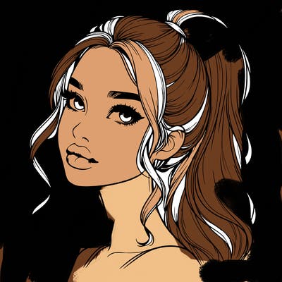 realistic girl with a ponytail on her hair and lips