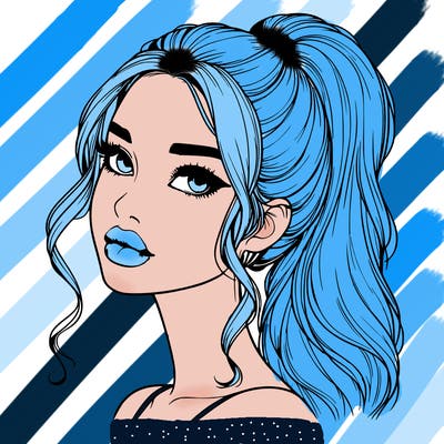 realistic girl with a ponytail on her hair and lips
