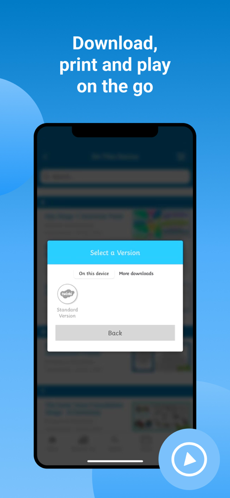 Interface de l'application Twinkl USA pour la sélection et le téléchargement de ressources éducatives sur mobile