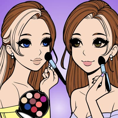 realistic girl doing her makeup