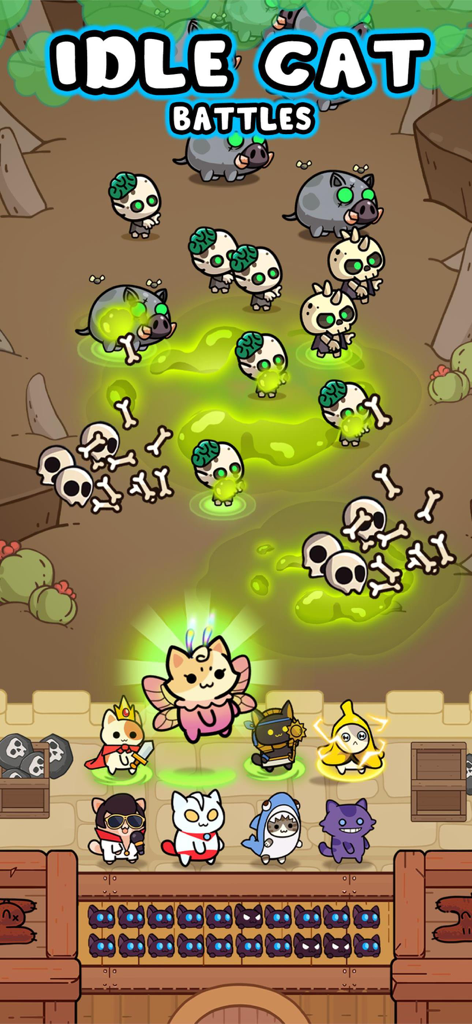 Kitty Keep™ - Cute cat heroes defending a castle against waves of enemies in an idle tower defense battle.