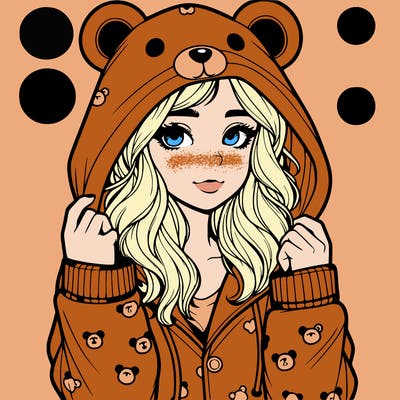 realistic girl in a animal pjs hoodie