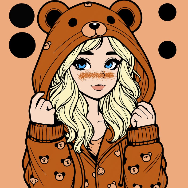 realistic girl in a animal pjs hoodie