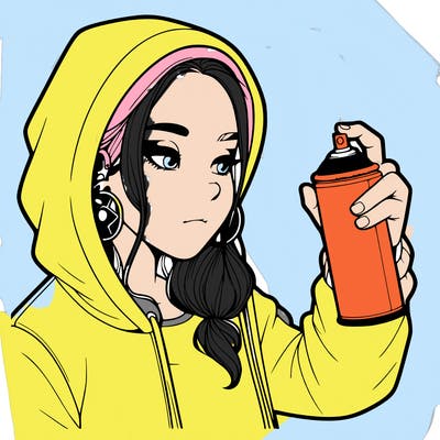 a realistic girl, spray painting