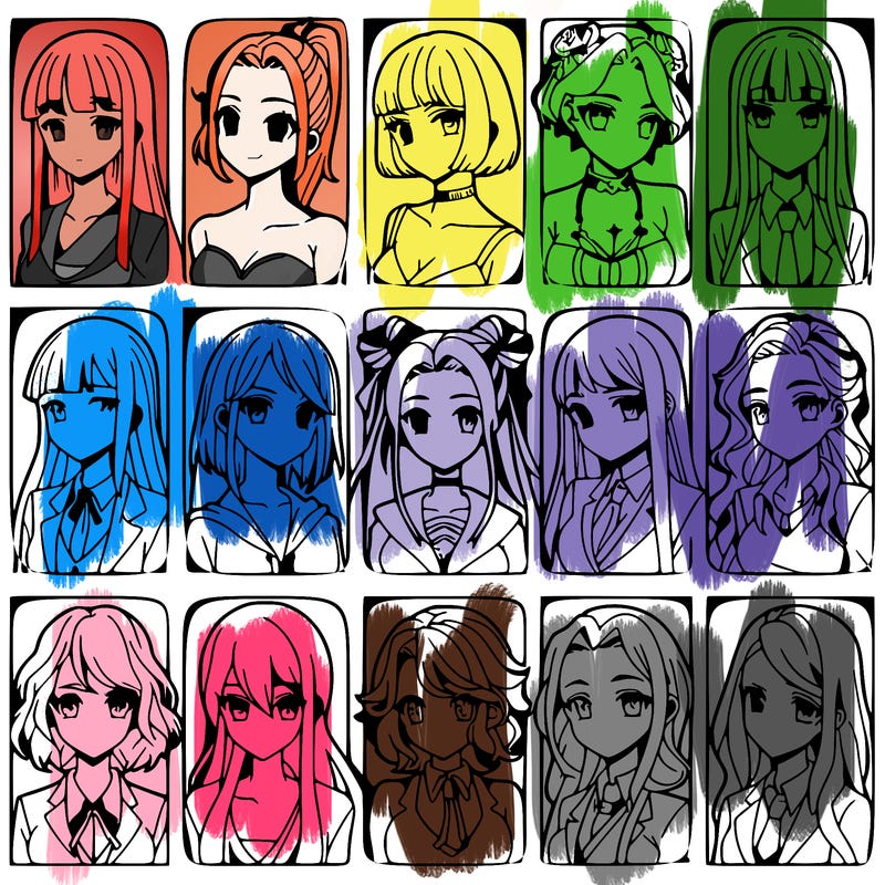 girls that look diffrent anime