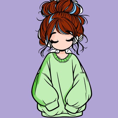 girl with baggy sweatshirt and messy bun