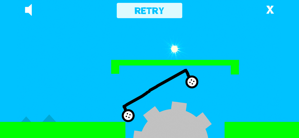 Car Drawing Game - A hand drawn car navigating a gear obstacle in a 2D physics puzzle game