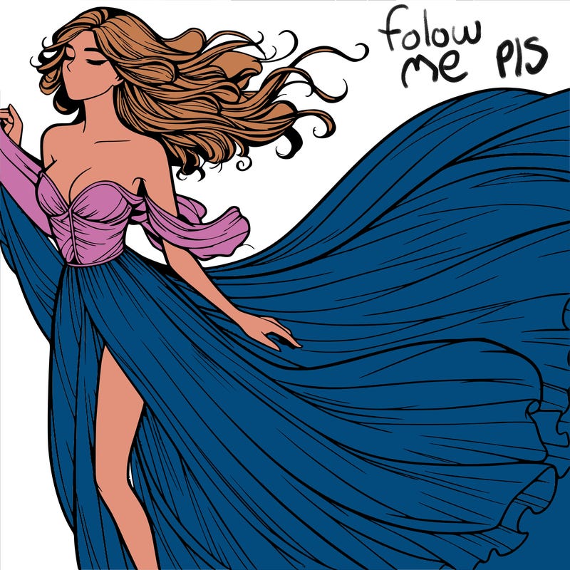 realistic woman in dress flowing the the wind