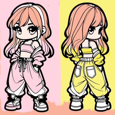 girl in crop top and baggy pants