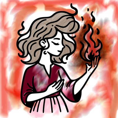 woman with fire