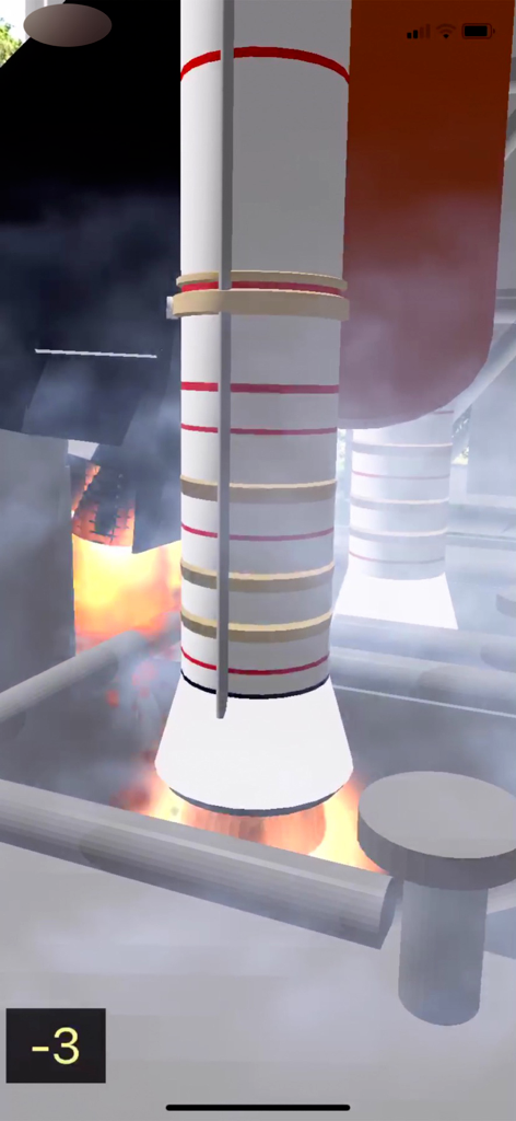 Space Shuttle AR - Augmented reality view of a space shuttle launch countdown with boosters and fire