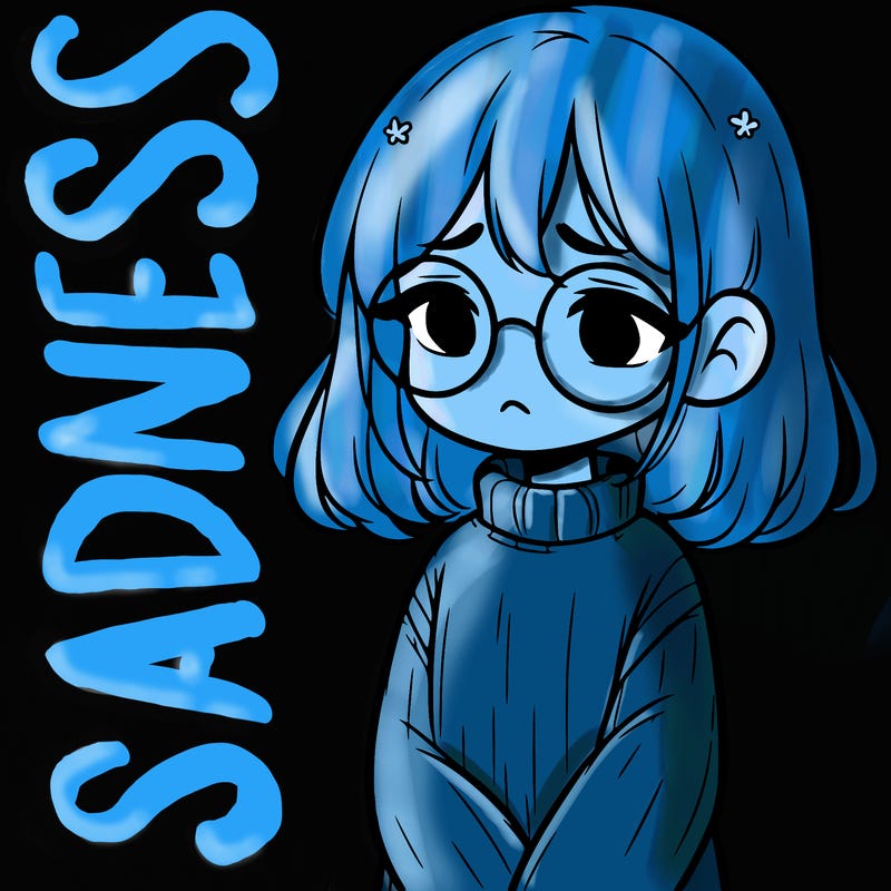 sad girl with glasses in a sweater