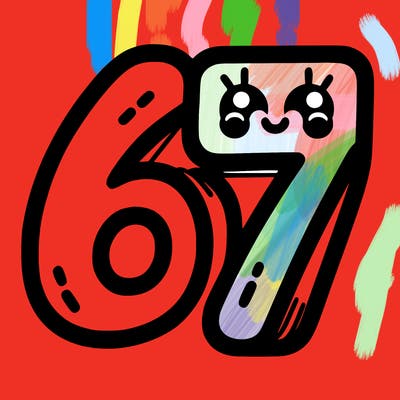 the numbers 67
