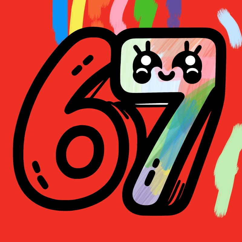 the numbers 67