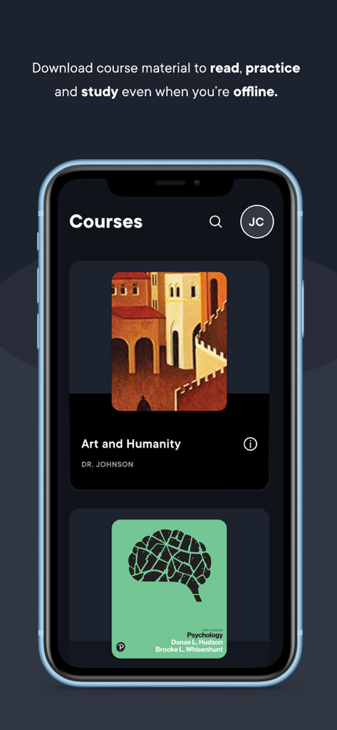 Revel by Pearson - Screenshot of the Revel by Pearson app displaying course materials available for offline reading and study.