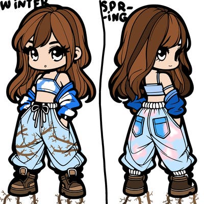 girl in crop top and baggy pants