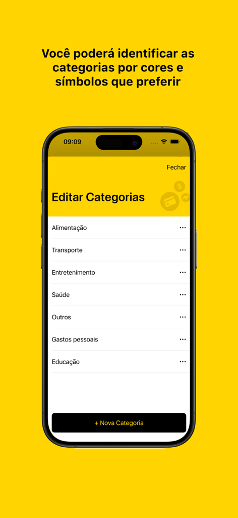 Mil - Mil App-Bildschirm, der verschiedene Ausgabenkategorien wie Lebensmittel und Transport für das persönliche Finanzmanagement anzeigt
